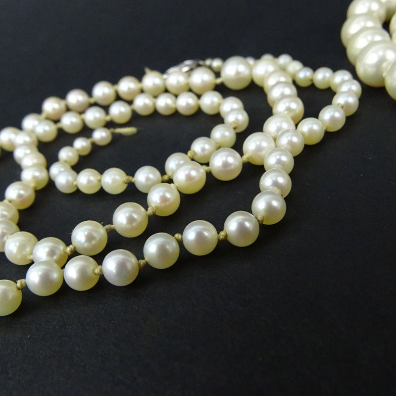 Two (2) Vintage Single Strand Pearl Necklaces