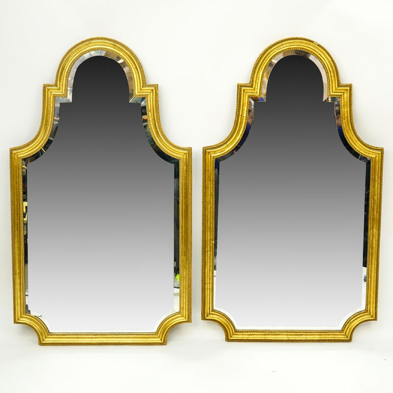 Grouping of Two (2) Knitter Duro Brevete Gilt Wood Beveled Glass Mirror