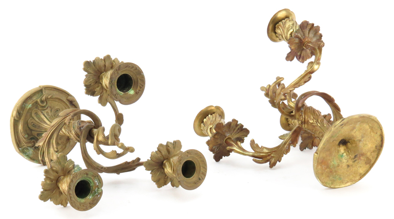 Pair of 19th Century French Gilt Bronze Three Arm Candelabras