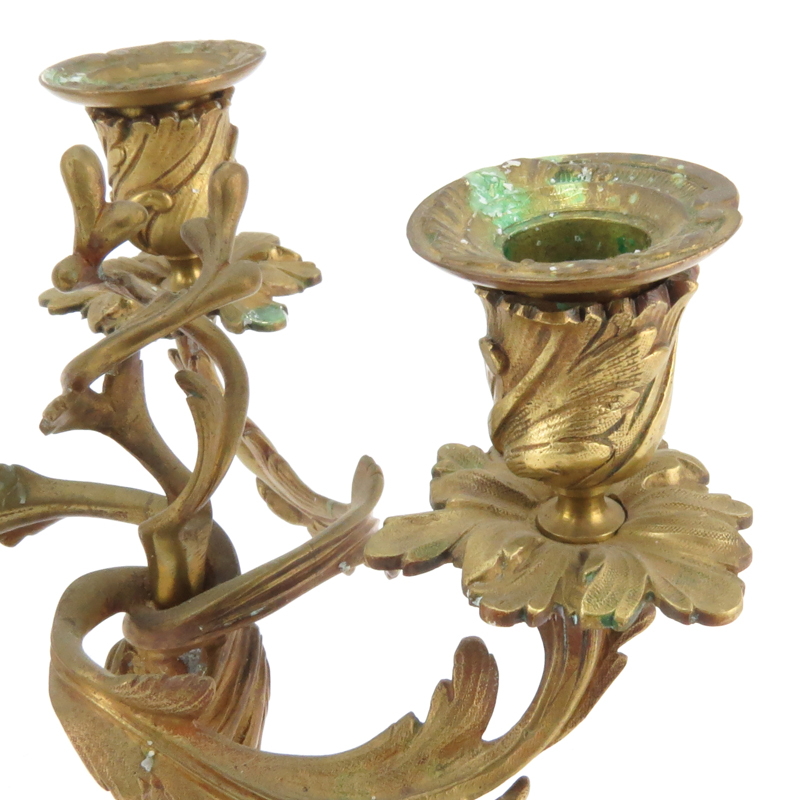 Pair of 19th Century French Gilt Bronze Three Arm Candelabras