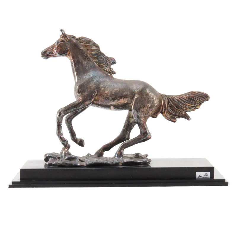 Ben Zion Judaica Sterling Silver Horse Sculpture On Base