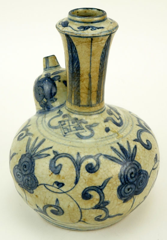 17th Century Persian Blue and White Spouted Vessel