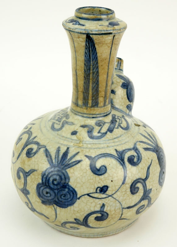 17th Century Persian Blue and White Spouted Vessel