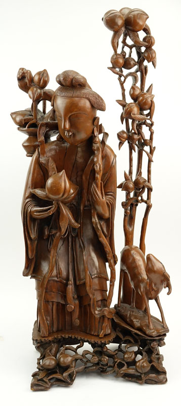 Large Chinese Guanyin Carved Wood Sculpture