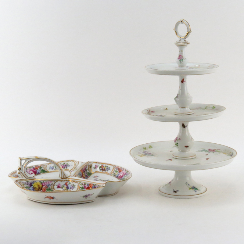 Grouping of Two (2) Hand Painted Porcelain Tabletop Items