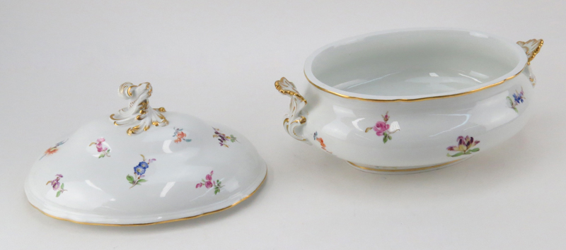 Meissen Porcelain Gilt Hand Painted Covered Tureen