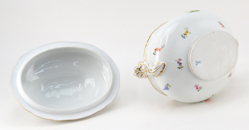 Meissen Porcelain Gilt Hand Painted Covered Tureen