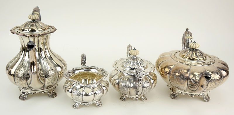 Barkers Ellis Four Piece  English Silver Plated Tea Set