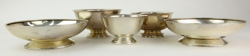 Grouping of Five (5) Sterling Silver Footed Bowls