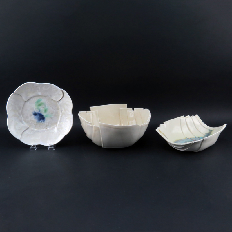 Grouping of Three (3) Terrin Levitt Ceramic Dishes