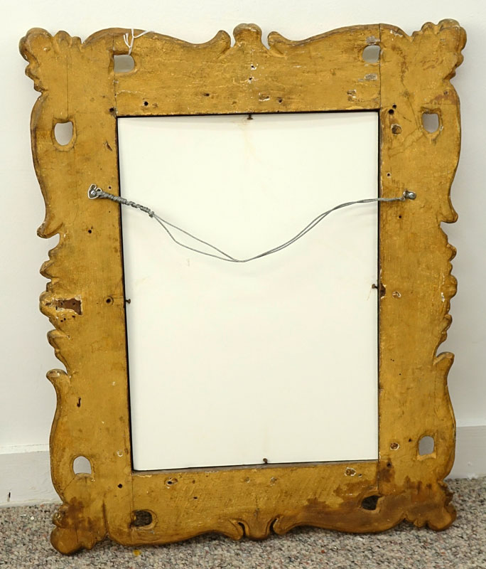 Early Hand Painted Illuminated Manuscript in finely carved and giltwood 19th Century Frame