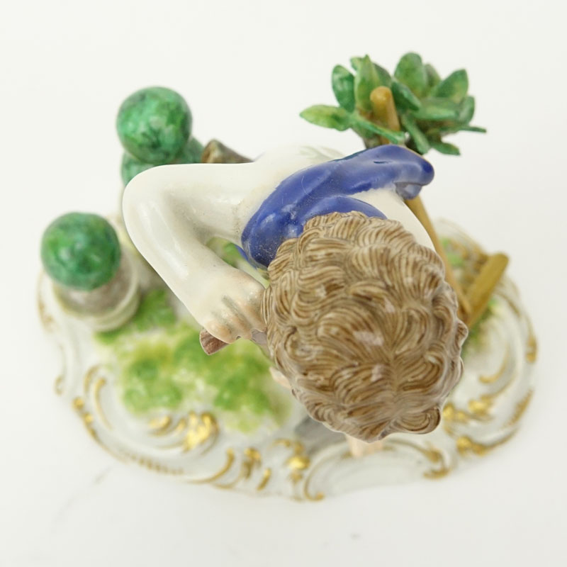 19th Century Meissen Porcelain Putti Gardener Figurine