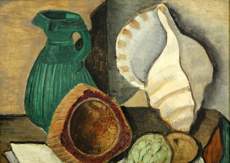 Attributed to: Louis Marcoussis, French (1883-1941) Oil on cardboard "Still Life"