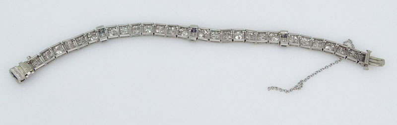  8.25 Carat European Cut Diamond , Sapphire and Platinum Bracelet.