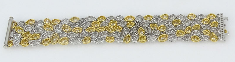 37.50 Carat Mixed Cut Colorless and Fancy Yellow Diamond and 18 Karat Yellow and White Gold Bracelet.