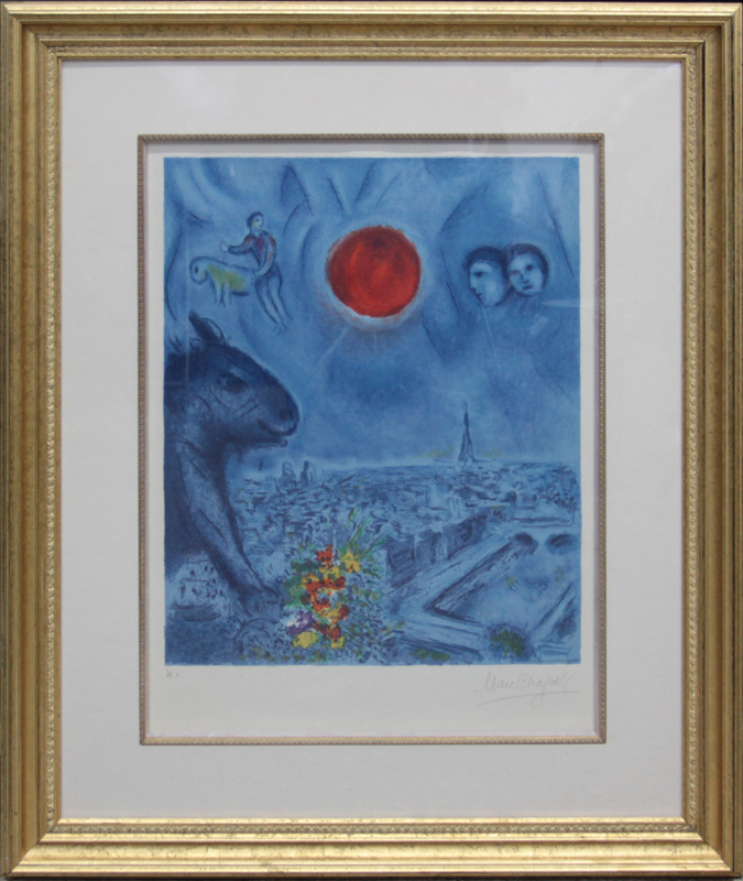 Marc Chagall, French/Russian (1887-1985) Color lithograph "Paris Sun"