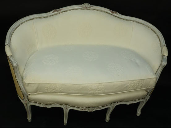 19/20th Century Louis XV Style Painted and Upholstered Settee/Canape