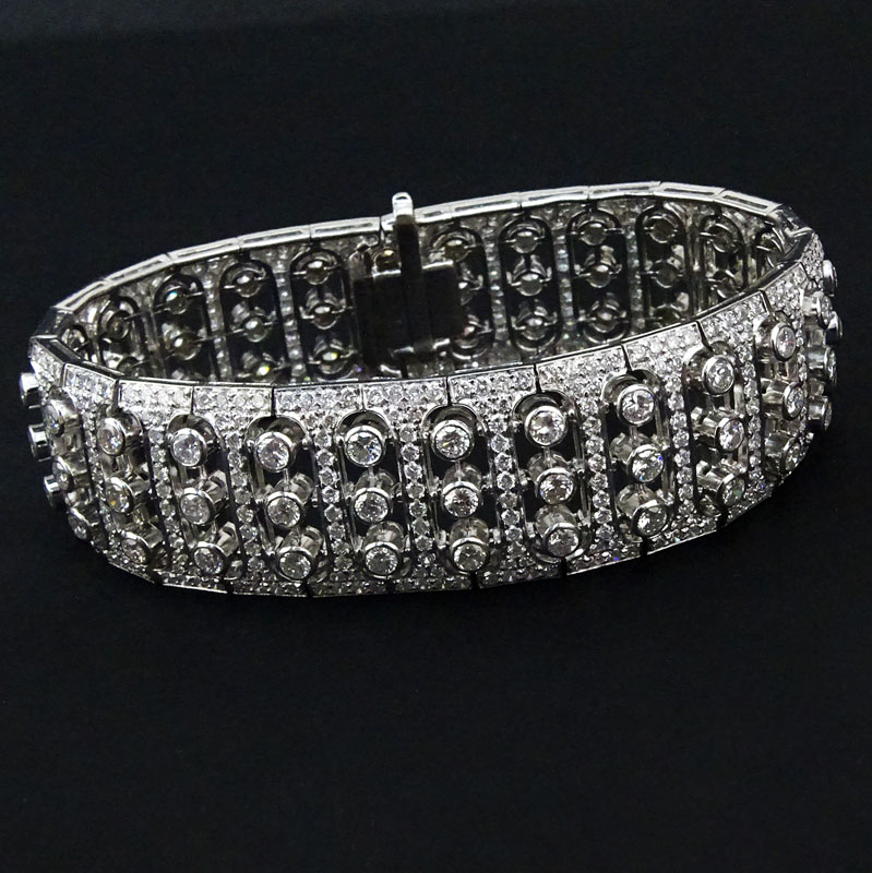 13.08 Carat Round Brilliant Cut Diamond and 18 Karat White Gold Bracelet.