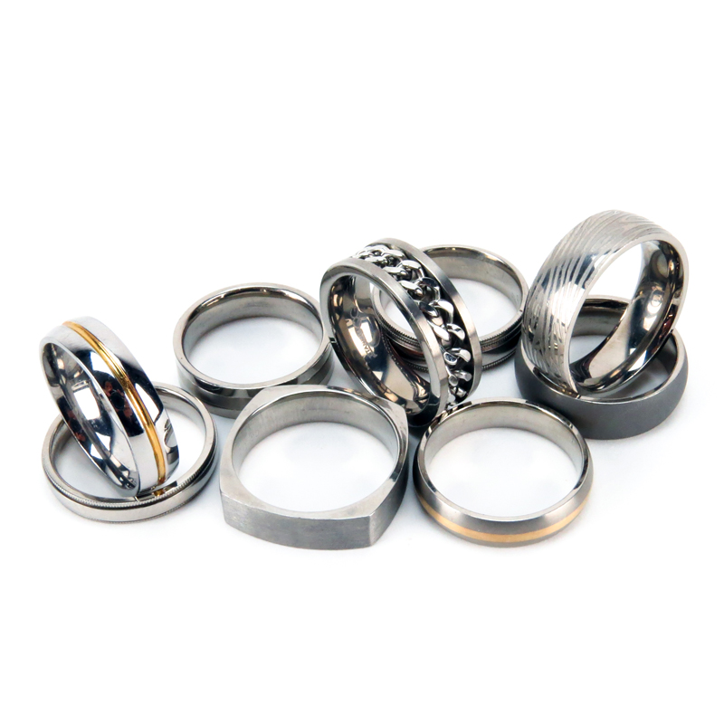 Lot of Nine (9) Men's Titanium Wedding Bands