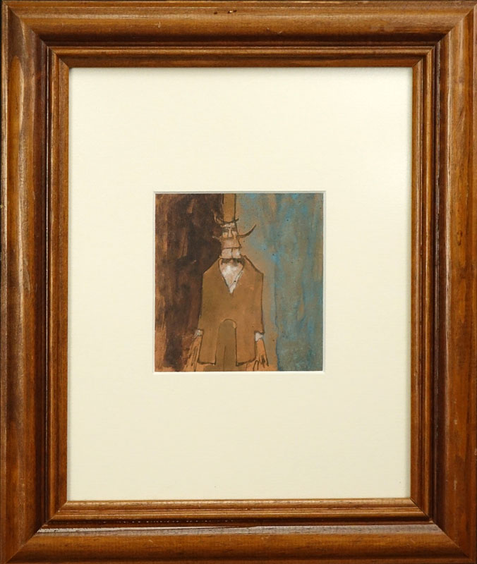 In The Manner Of: Lyonel Charles Feininger, American (1871-1956) Ink and watercolor on paper "Male Figure" Unsigned