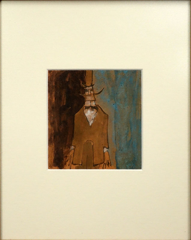 In The Manner Of: Lyonel Charles Feininger, American (1871-1956) Ink and watercolor on paper "Male Figure" Unsigned