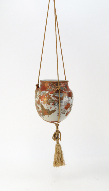 Pair of 19th Century Japanese Kutani Porcelain Hanging Planters