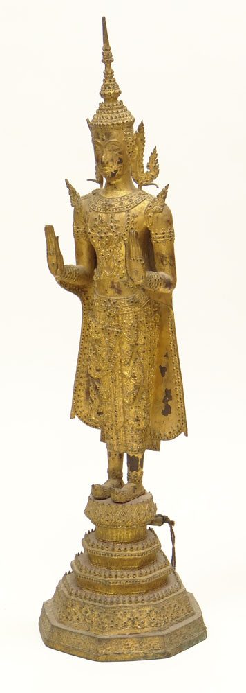 Large Antique Tibetan Gilt Bronze Buddha