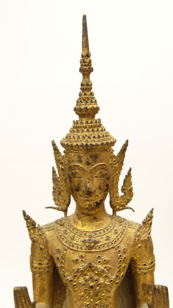 Large Antique Tibetan Gilt Bronze Buddha