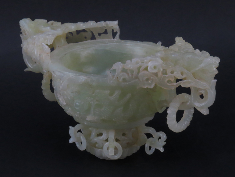 Chinese Carved Serpentine Jade Censer