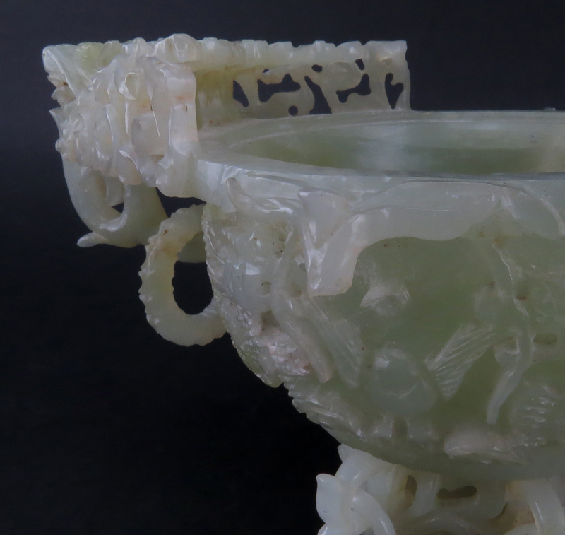 Chinese Carved Serpentine Jade Censer