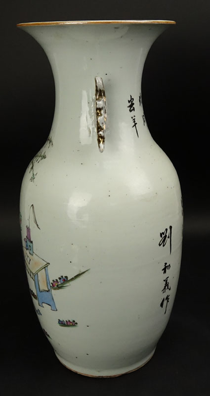 19/20th Century Chinese Famille Rose Porcelain Vase with Calligraphy to verso