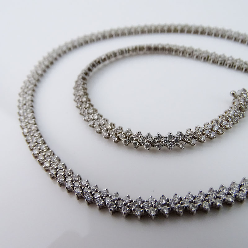 7.85 Carat Round Brilliant Cut Diamond and 18 Karat White Gold Necklace.