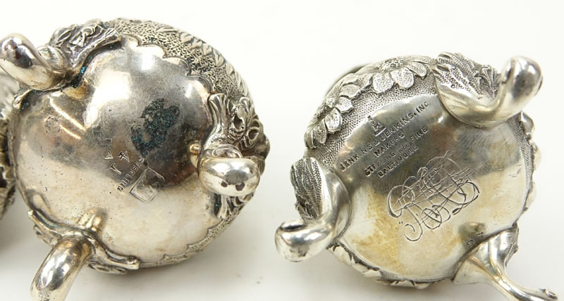 Two (2) Pairs of Sterling Silver Repousse Salt and Pepper Shakers