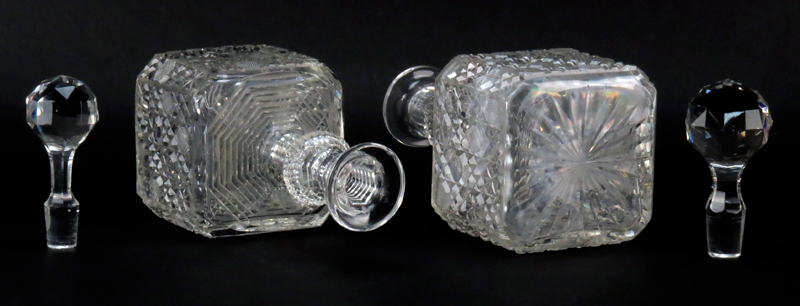 Pair Of Antique Cut Glass Decanters