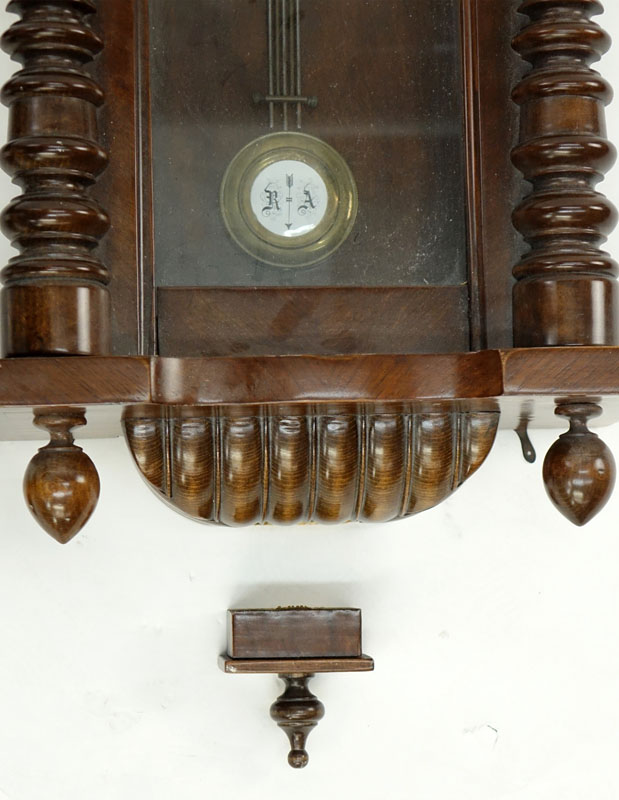 Early 20th Century Vienna Carved Wood Regulator Clock