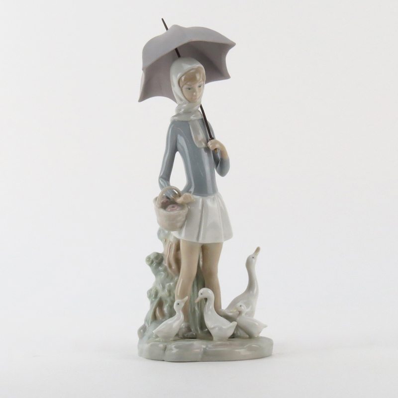 Lladro Girl with Umbrella  Porcelain Figurine