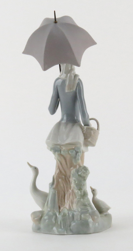 Lladro Girl with Umbrella  Porcelain Figurine