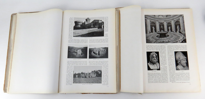 Two 1930 Edition: Bellezze D' Italia La Citta' Del Vaticano & Bellezze D' Italia La Citta' Toscana Hardcover Portfolio Book