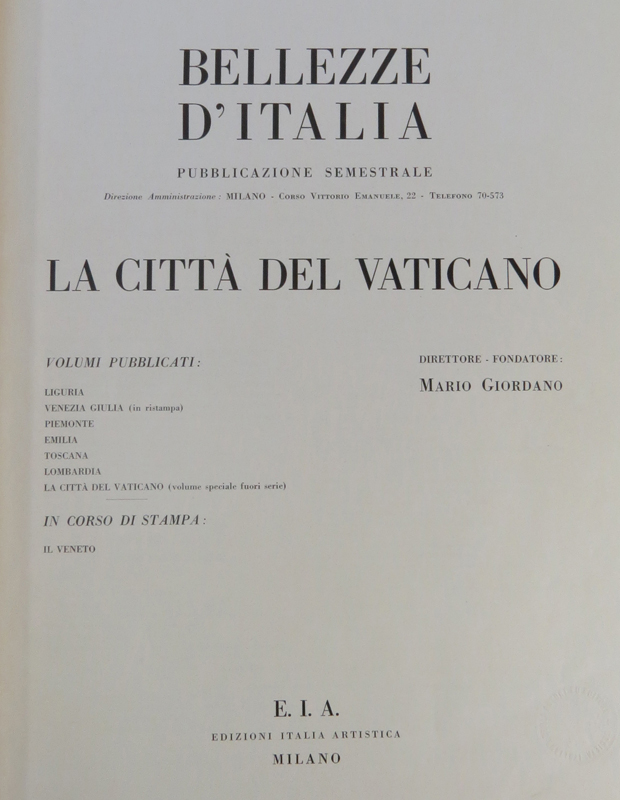Two 1930 Edition: Bellezze D' Italia La Citta' Del Vaticano & Bellezze ...