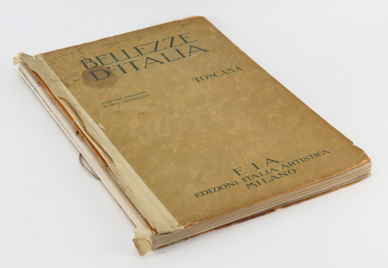 Two 1930 Edition: Bellezze D' Italia La Citta' Del Vaticano & Bellezze D' Italia La Citta' Toscana Hardcover Portfolio Book