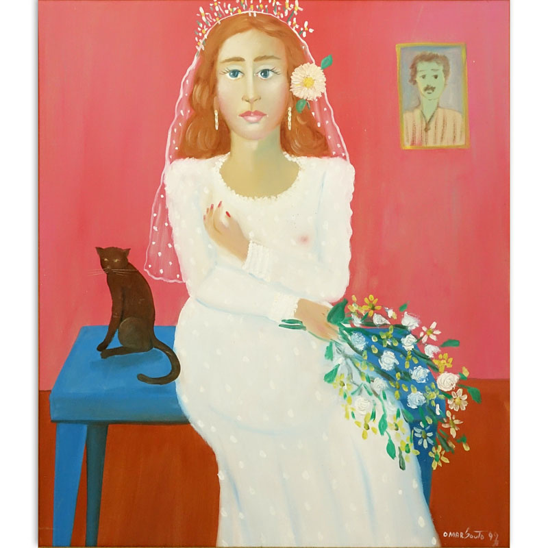 Omar Souto, Brazilian (1946 - ) Oil on canvas "The Bride" Signed and dated '92 Lower right