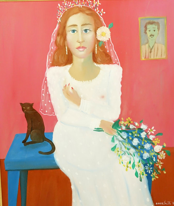 Omar Souto, Brazilian (1946 - ) Oil on canvas "The Bride" Signed and dated '92 Lower right