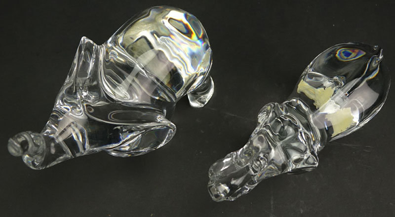 Two (2) Baccarat Crystal Elephant Figurines