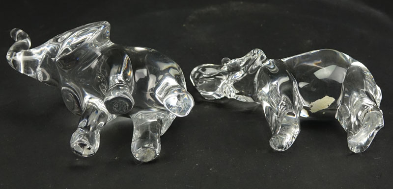 Two (2) Baccarat Crystal Elephant Figurines