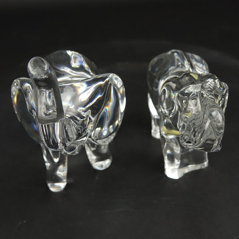 Two (2) Baccarat Crystal Elephant Figurines