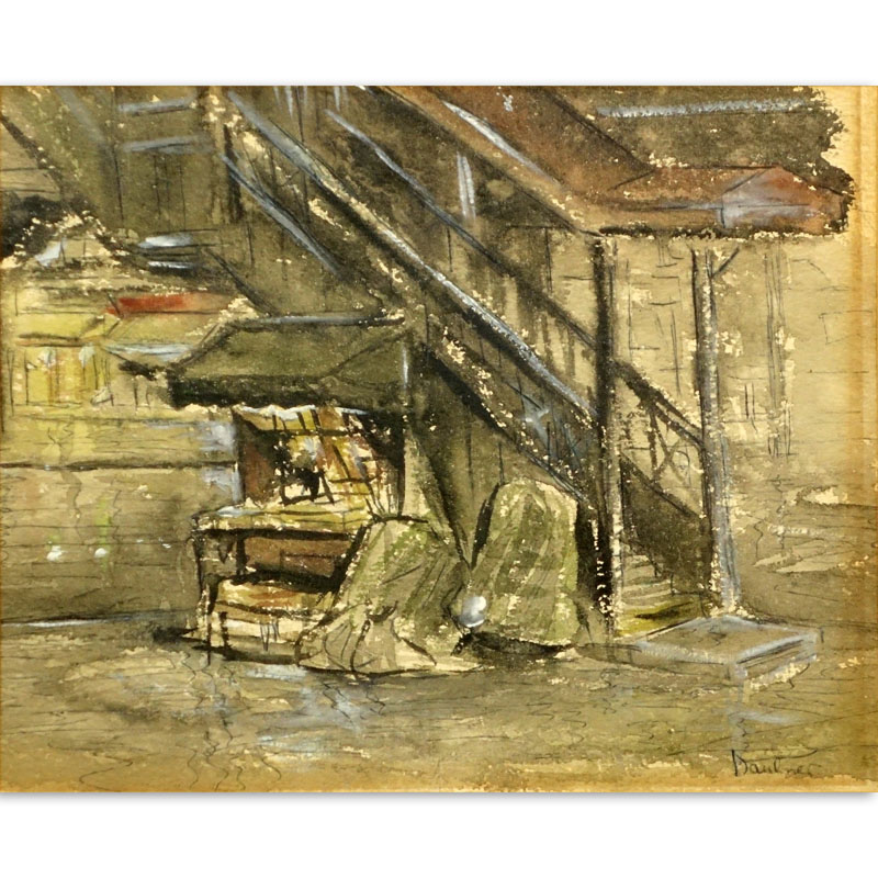 20th Century Watercolor, City Scene