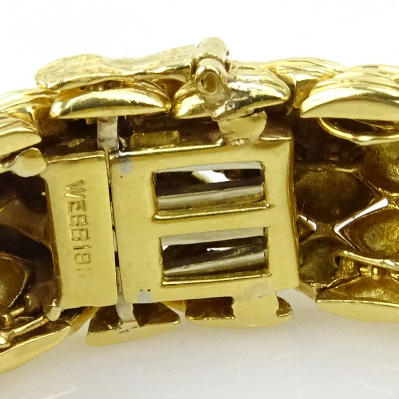 Vintage David Webb Heavy 18 Karat Yellow Gold Bracelet Watch with Omega Automatic Movement