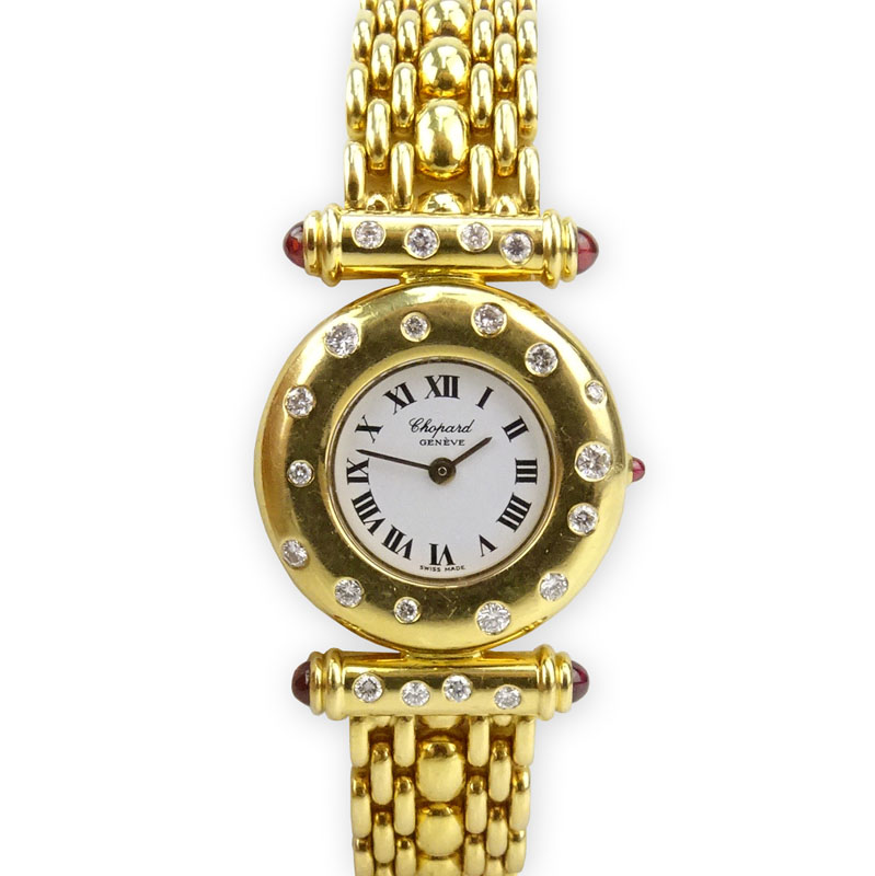 Lady's Chopard 18 Karat Yellow Gold Bracelet Watch with Quartz Movement and accented with Approx