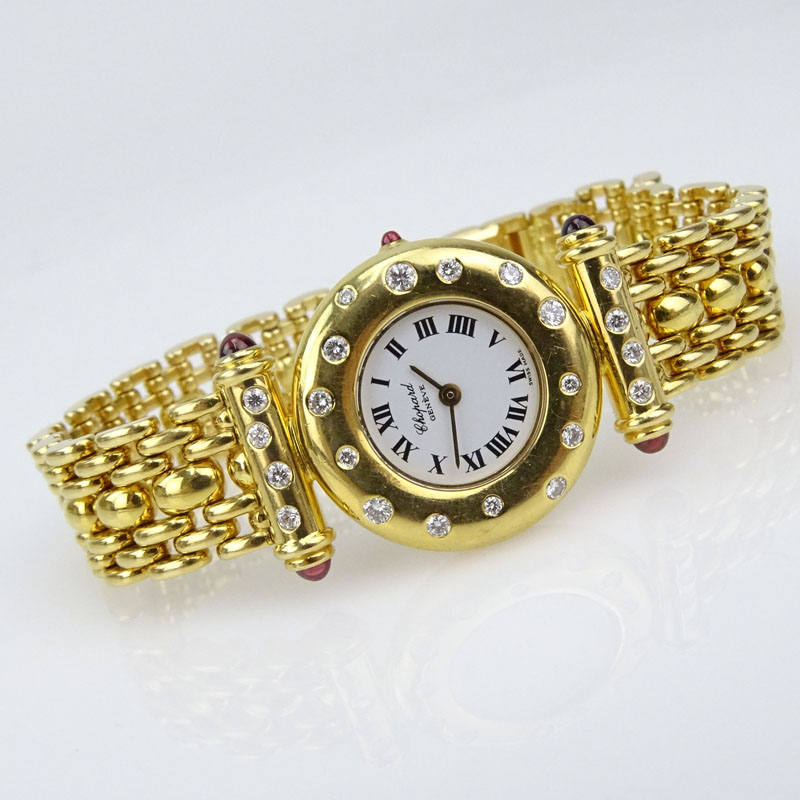 Lady's Chopard 18 Karat Yellow Gold Bracelet Watch with Quartz Movement and accented with Approx