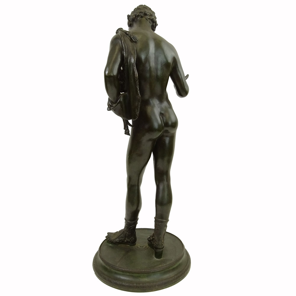 Vincenzo Gemito, Italian, (1852-1929) Bronze Sculpture, Standing Narcissus on stepped circular base